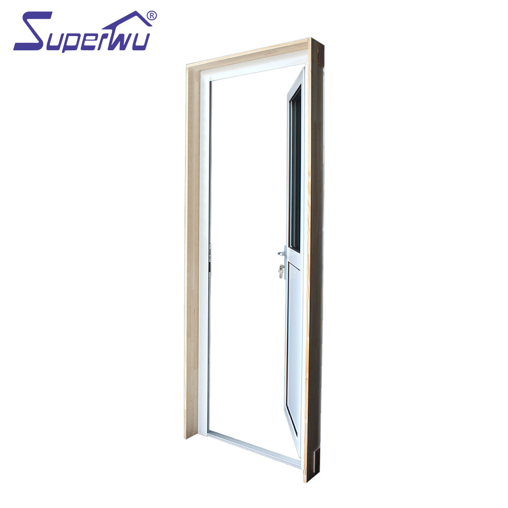 Superwu Wooden frame aluminum Half glass hinged doors Superhouse