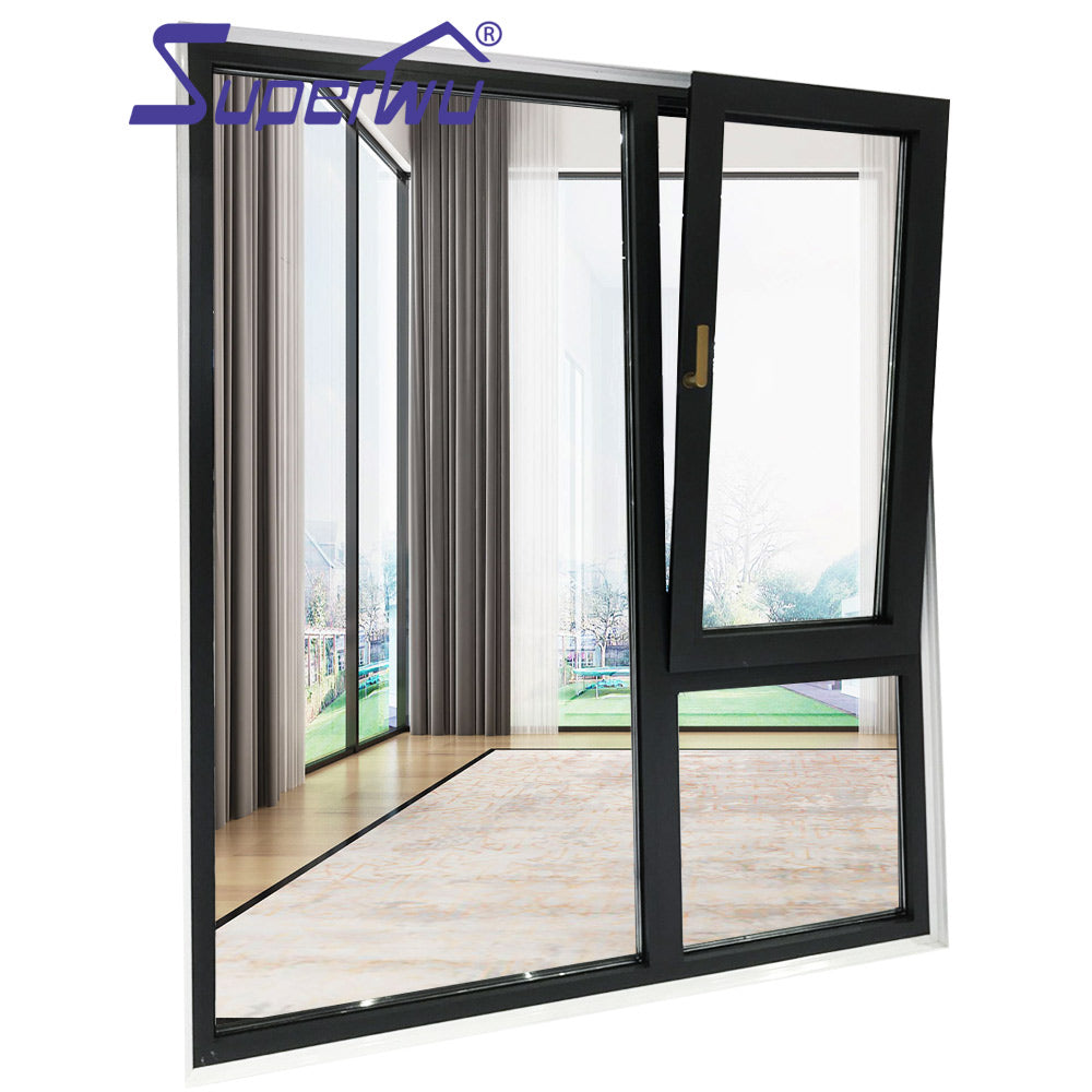 Superwu NFRC windows 80 micron powder coated top quality aluminium double panel french casement window with insect screen