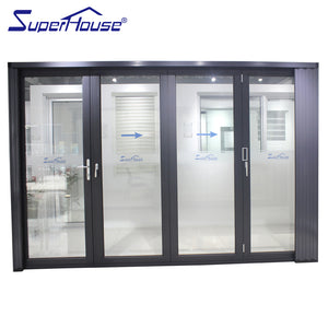 Superwu Aluminum alloy folding doors with flynet windproof bifolding doors factory supply