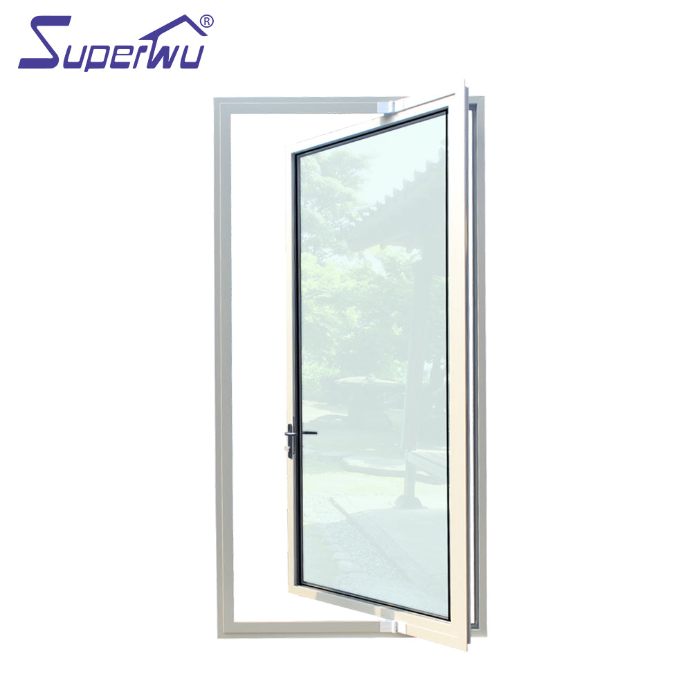 Superwu Customized modern style entrance front doors casement aluminum glass pivot door hinged door