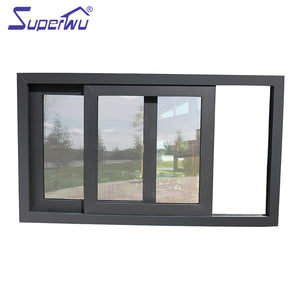 Superwu Aluminum window manufacturer supply double panel tempered glass sliding window with 10 years warranty