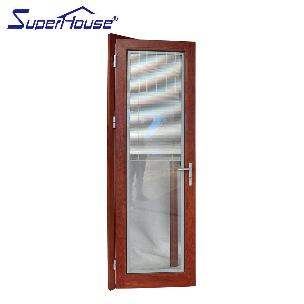 Superhouse AS2047 NFRC AAMA NAFS NOA standard double glass aluminium french doors with blinds