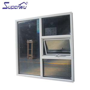 Superwu Australia market double glazed glass aluminum frame American aluminium awning windows black color