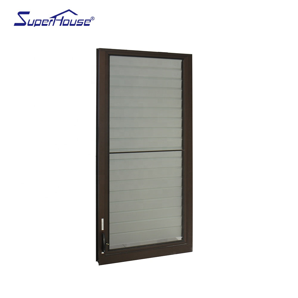 Superhouse Hot sale brown color aluminum frame glass louvre windows with USA standard