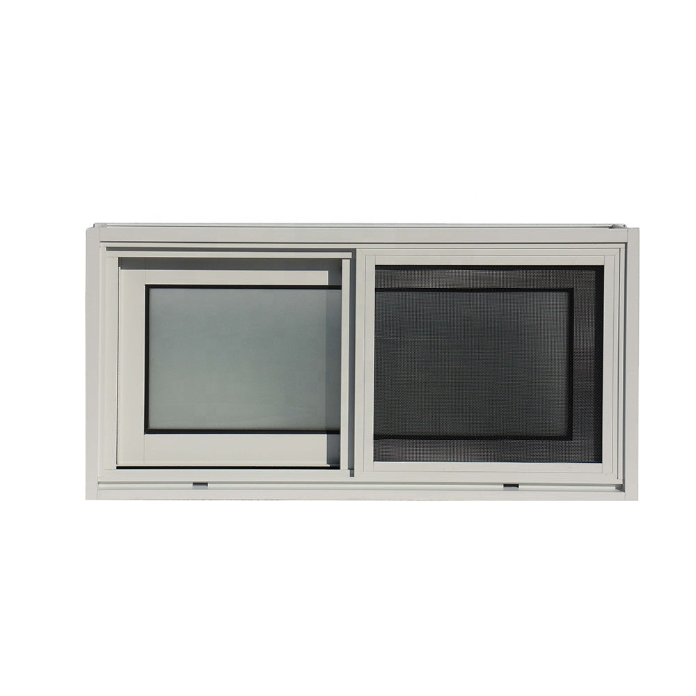 Superwu Aluminum sound proof double toughened frosted glass sliding windows with fly net windows