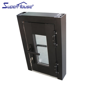 Superhouse AS2047 NFRC AAMA NAFS NOA standard commercial tempered glazed aluminum small hinged door