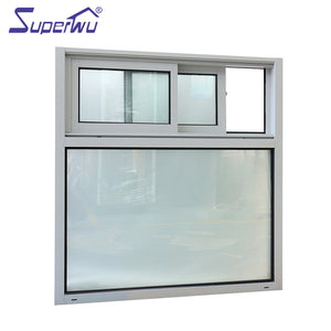 Superwu Aluminum sliding window best sale frosted obscure double glazed glass with fixed window