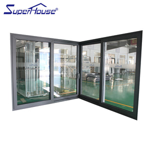 Superwu Factory supply standard double glazed corner aluminum sliding doors special design