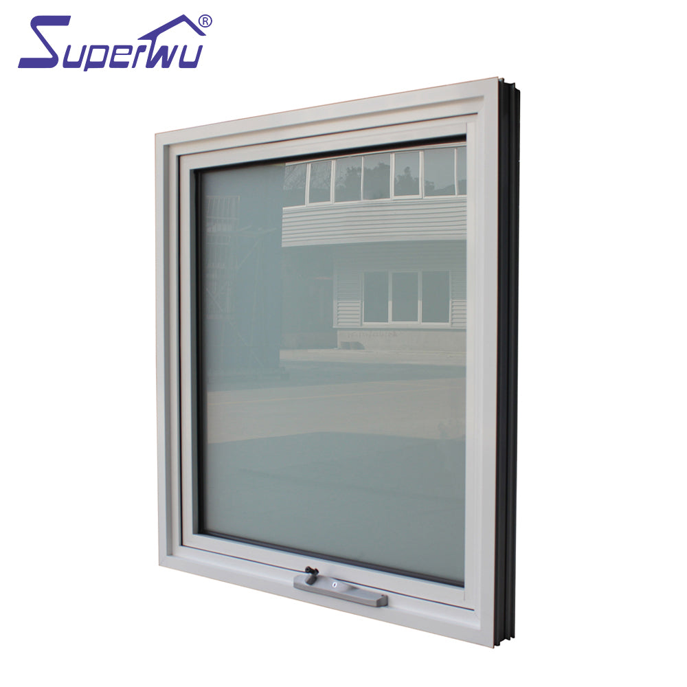 Superwu Australian style black hand rolled window AS2047 aluminium alloy frosted