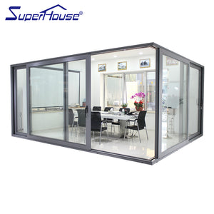 Superhouse Energy rating aluminium bullet proof thermal break corner sliding doors Australia Standard