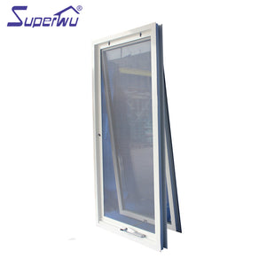 Superwu Hot Sale Soundproof Waterproof Powder Coated White Aluminum Awning Swing Glass Window