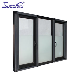 Superwu Double Glazed aluminum hinged sound proof and water tightness window casement windows with retractable fly net