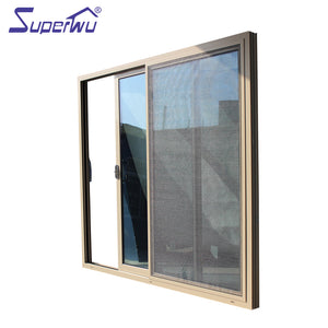 Superwu customized tempered glass black aluminium frame sliding door