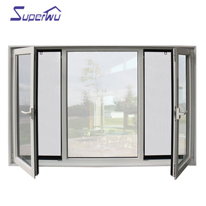 Superwu Customized color durable coating Aluminum casement windows with Germany import handle and latch
