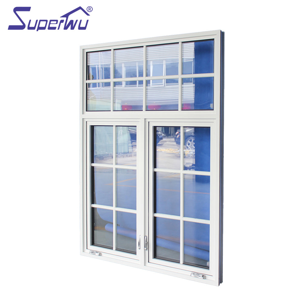 Superwu Thermal break double glazed aluminum hinge windows with fixed part casement window