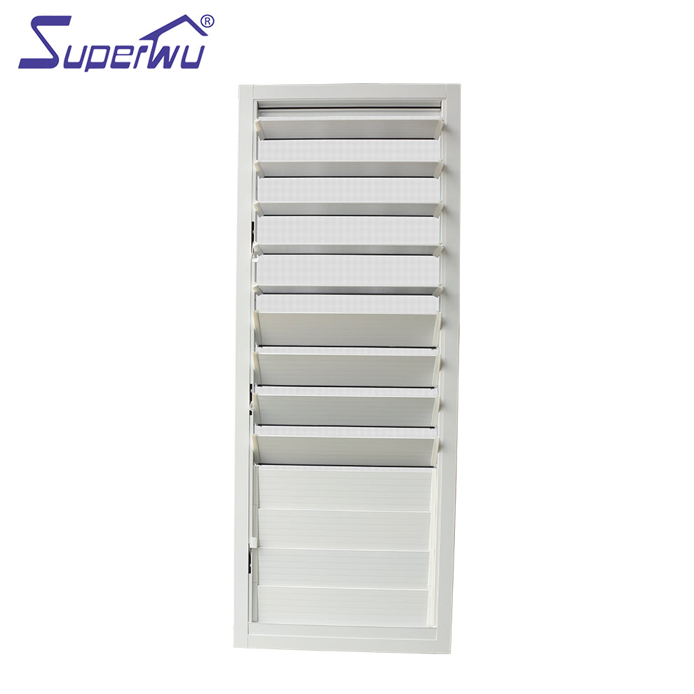 Superwu Aluminum louver window with adjustable blades shutter window double glazed window with mesh
