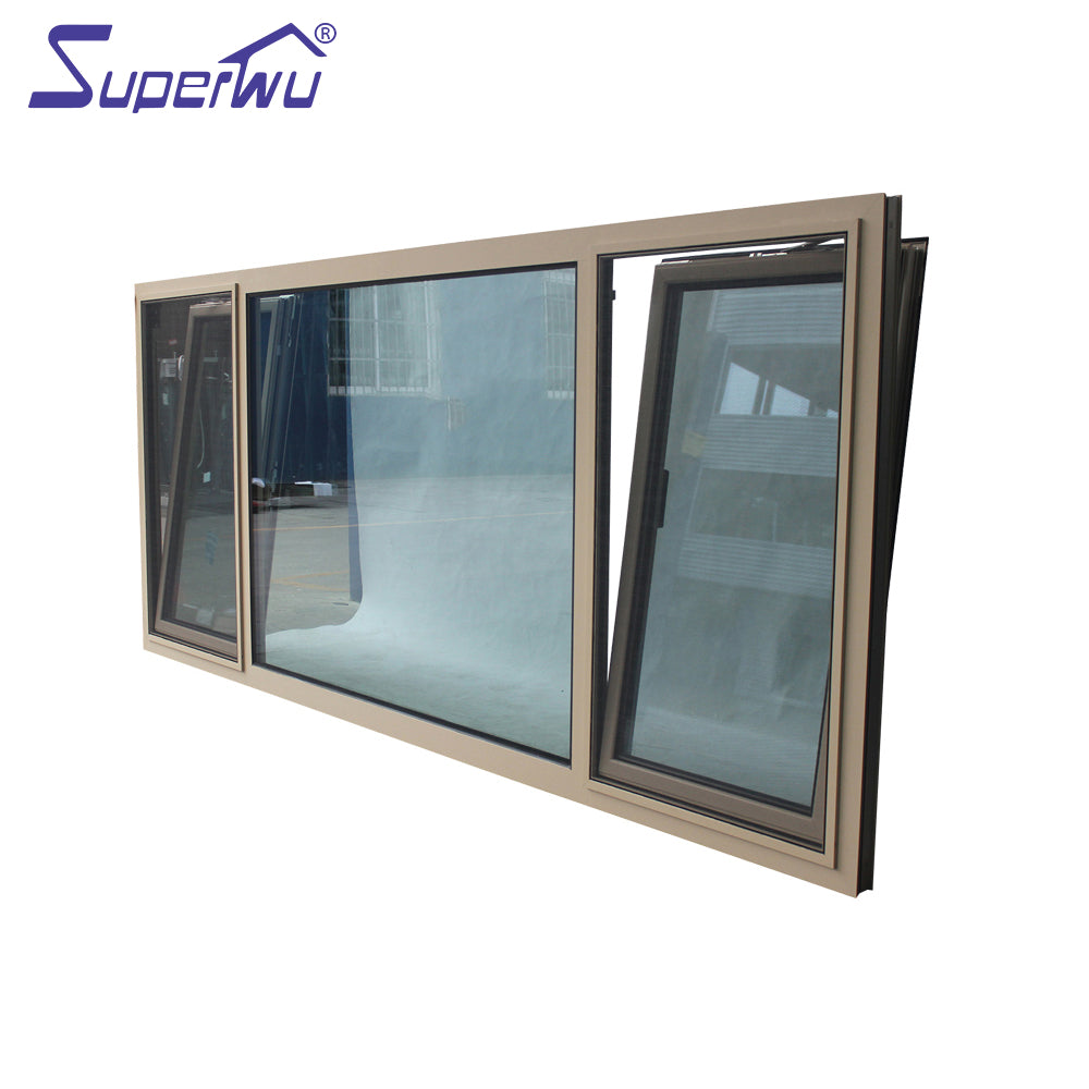 Superwu Aluminum alloy frame double tilt and turn windows tempered glass with cheap price with fixed windows