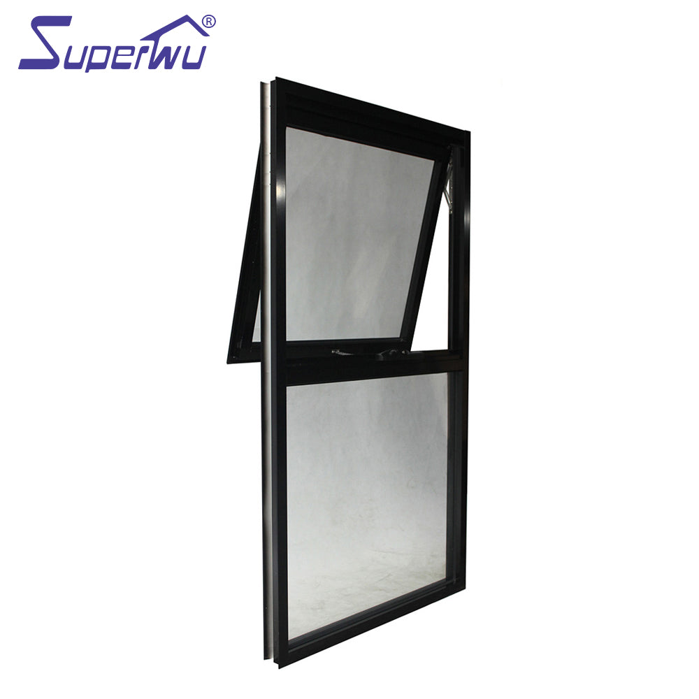 Superwu High performance cheap price large tempered glass aluminum frame awning style house windows