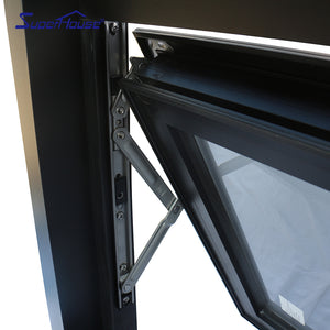 Superhouse black frame obscure glass awning window with fiberglass flyscreen