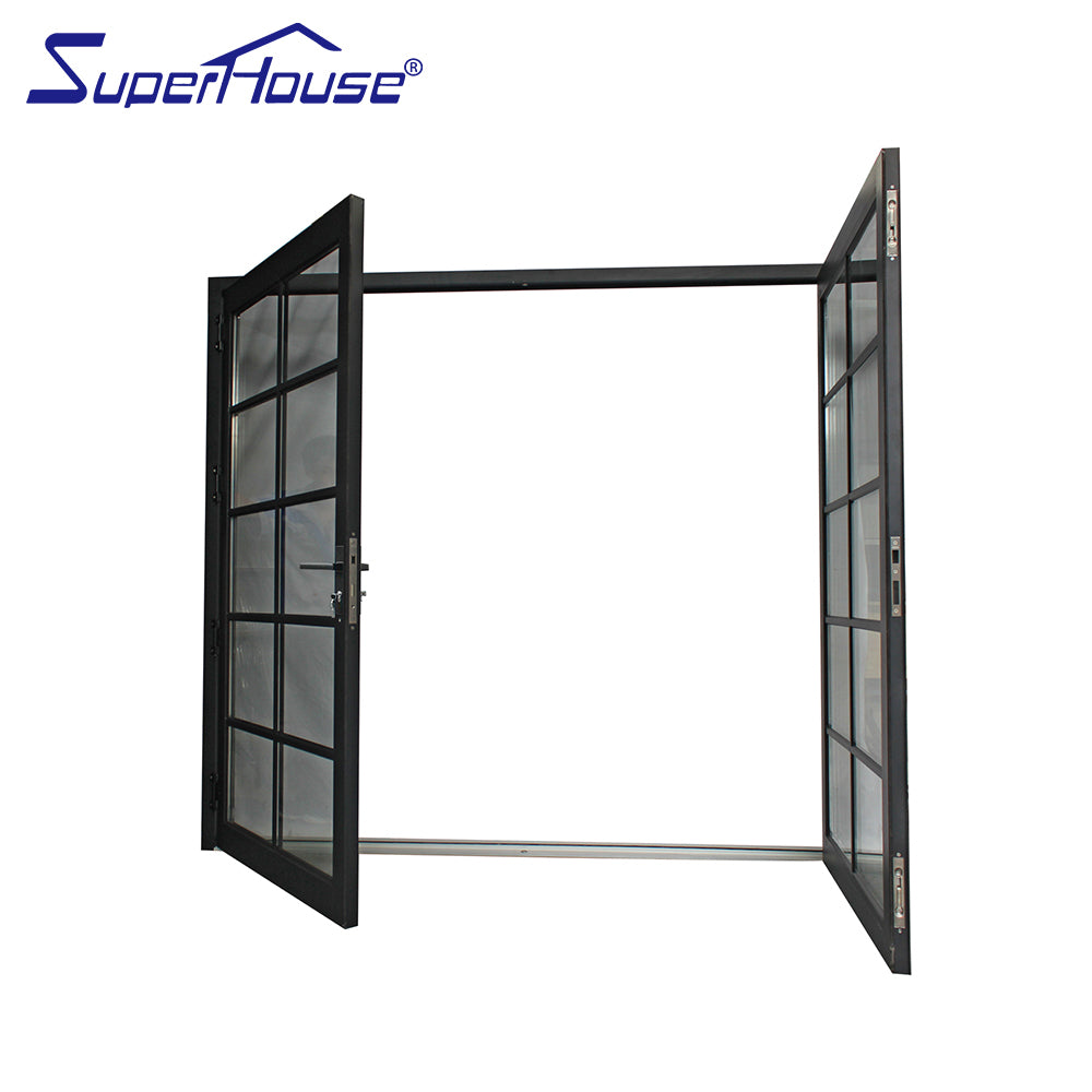 Superhouse tempered glass double pane entry door