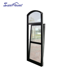 Superhouse China factory double glass aluminum frame glass tilt turn window