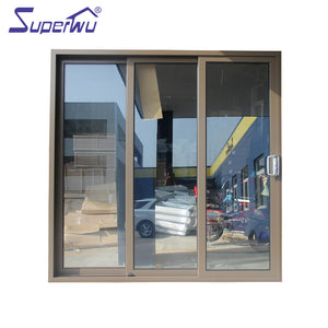Superwu Aluminum double tempered glass three panels sliding stacking door