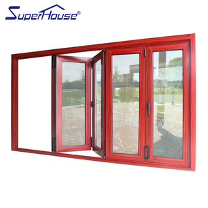 Superhouse AS2047 NFRC AAMA NAFS NOA standard thermal break double glass folding aluminium doors
