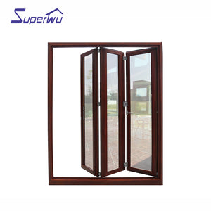 Superwu Nafs American Standard Aluminum Glass Door/folding Door System With Accordion Fly Screen