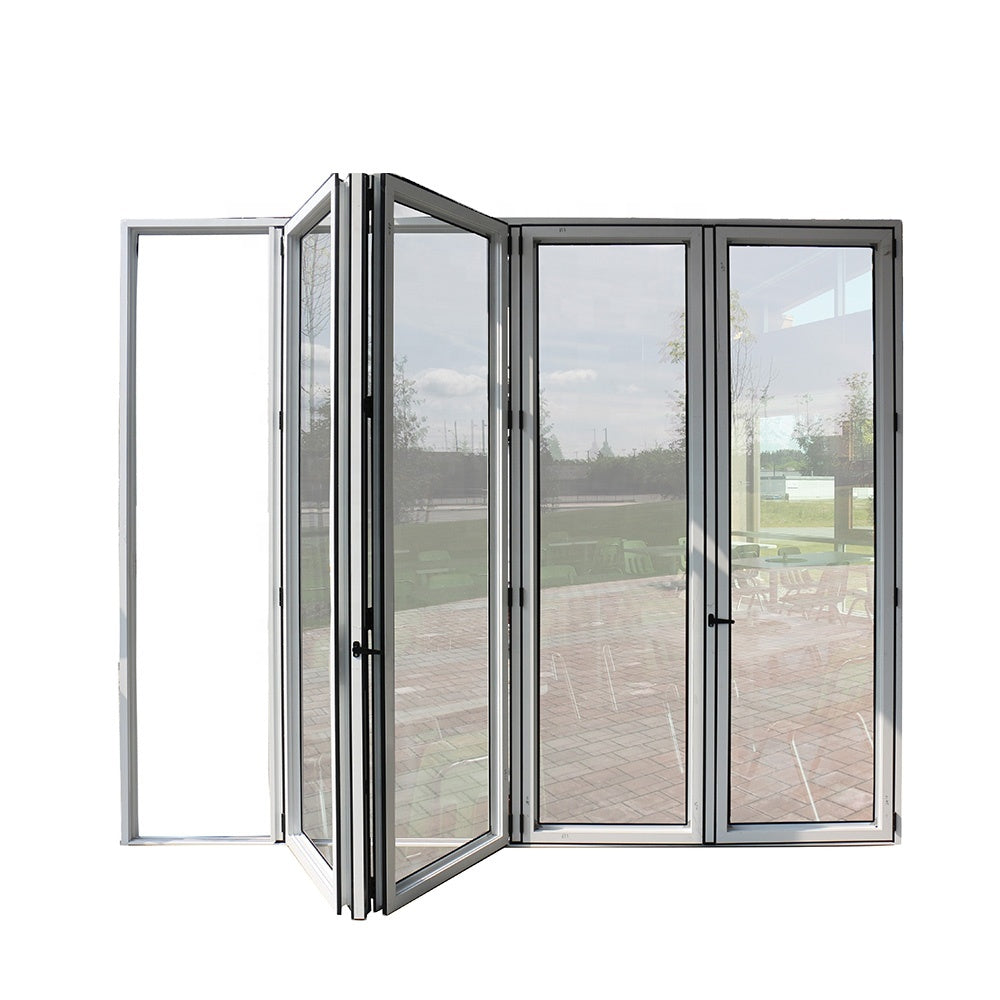 Superwu Folding Sliding Door System aluminum glass bi fold door double glazed aluminum folding door