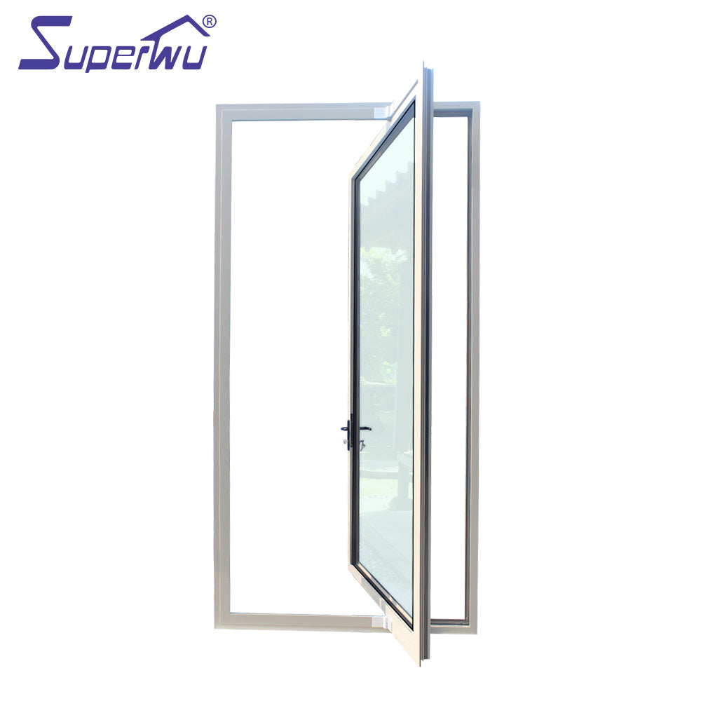 Superwu Customized modern style entrance front doors casement aluminum glass pivot door hinged door
