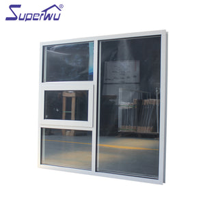 Superwu Australia market double glazed glass aluminum frame American aluminium awning windows black color