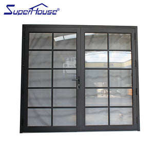 Superwu Aluminum hinged door casement door with decorate grills meet Australia standard french doors
