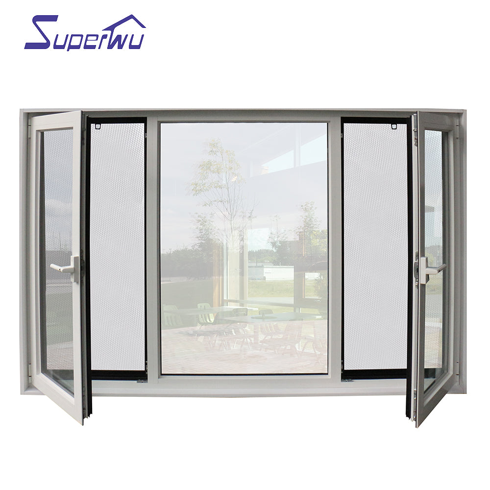 Superwu USA hurrican proof aluminum glass curved aluminum bay casement window