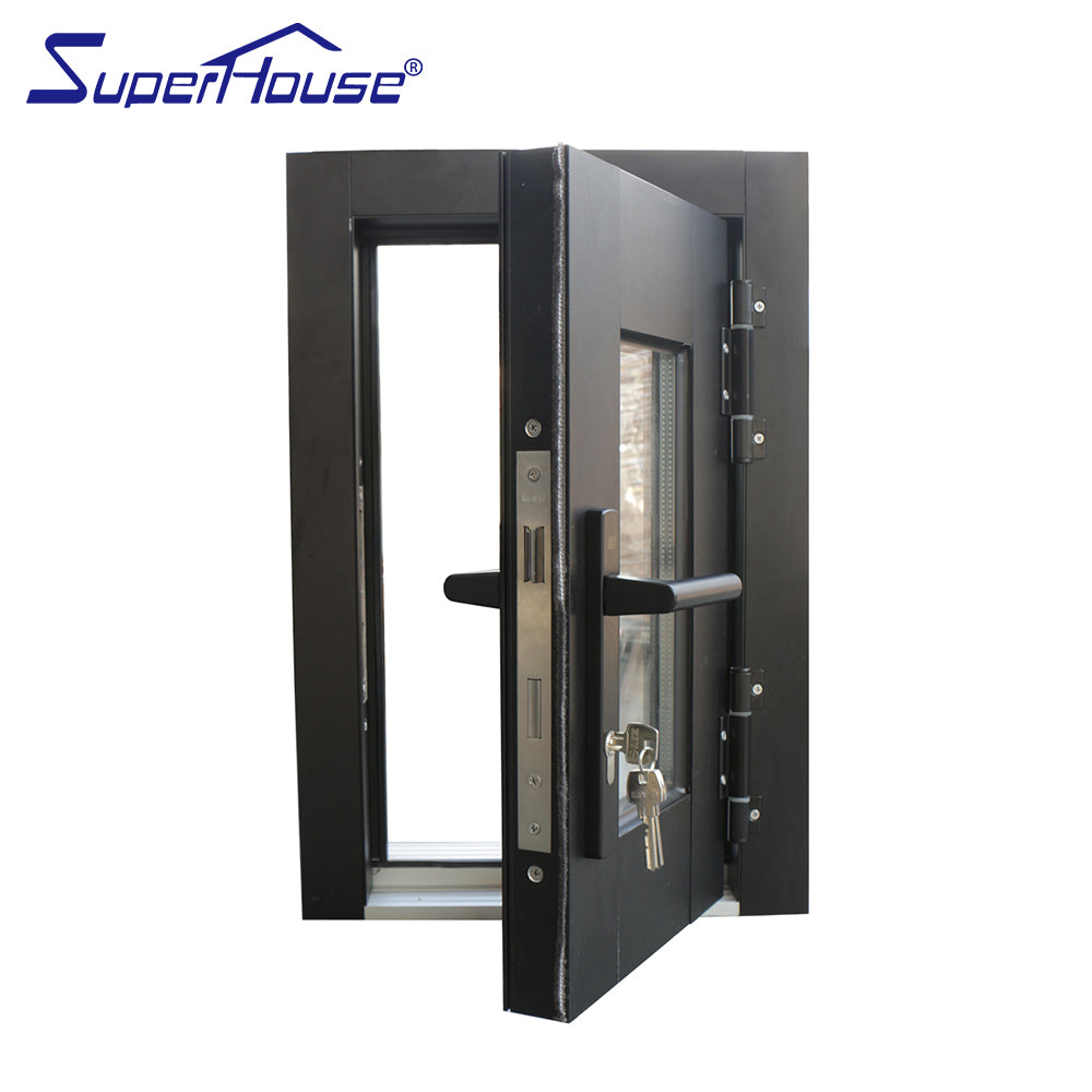 Superhouse AS2047 NFRC AAMA NAFS NOA standard commercial tempered glazed aluminum small hinged door