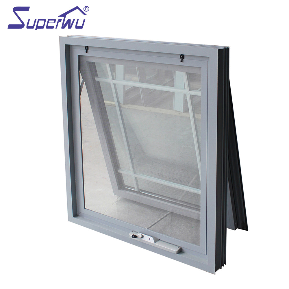 Superwu AS2047 modern window grill design iron Awning Aluminium Vertical Bathroom outward opening Windows