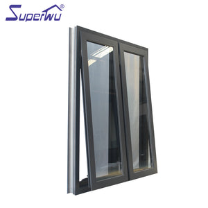 Superwu OEM triple pane heat insulated windows argon filled glazing aluminum awning window