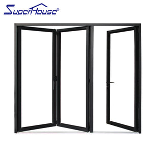 Superhouse AS2047 NFRC AAMA NAFS NOA standard black color double glass aluminum commercial folding door