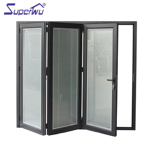 Superwu Aluminum bifolding door thermal break profile with built in blind folding door best quality
