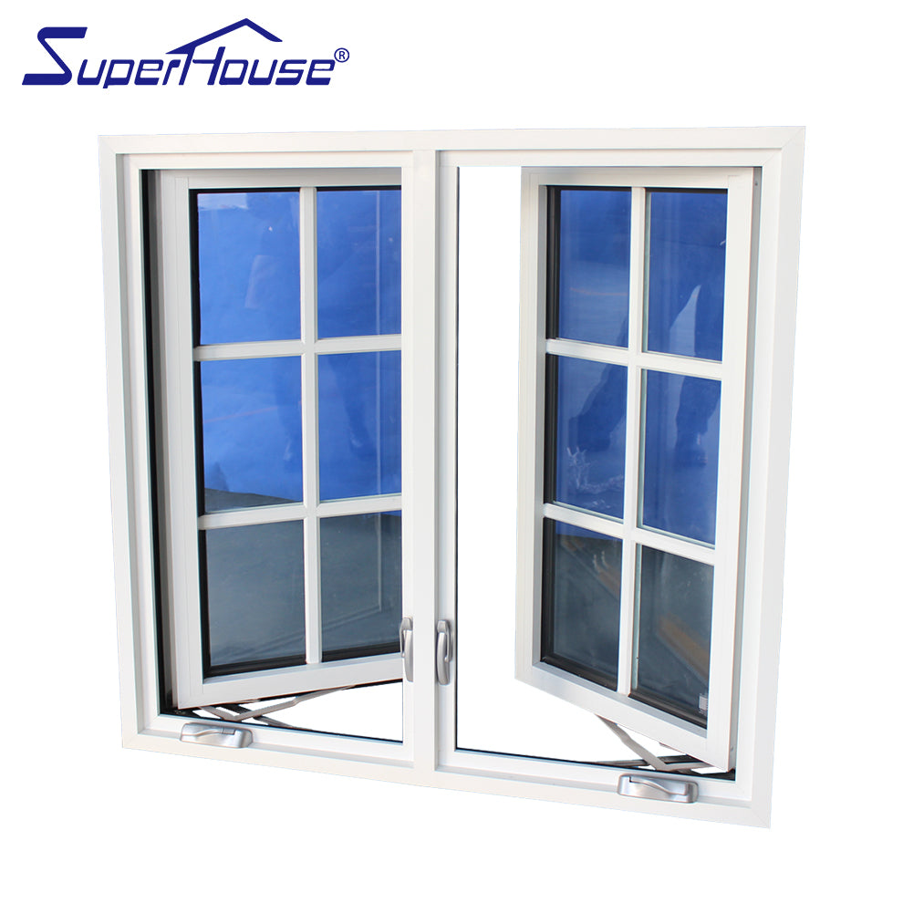 Superhouse North America NFRC and NOA and Australia AS2047 standard powder coating outswing tempered glass casement window