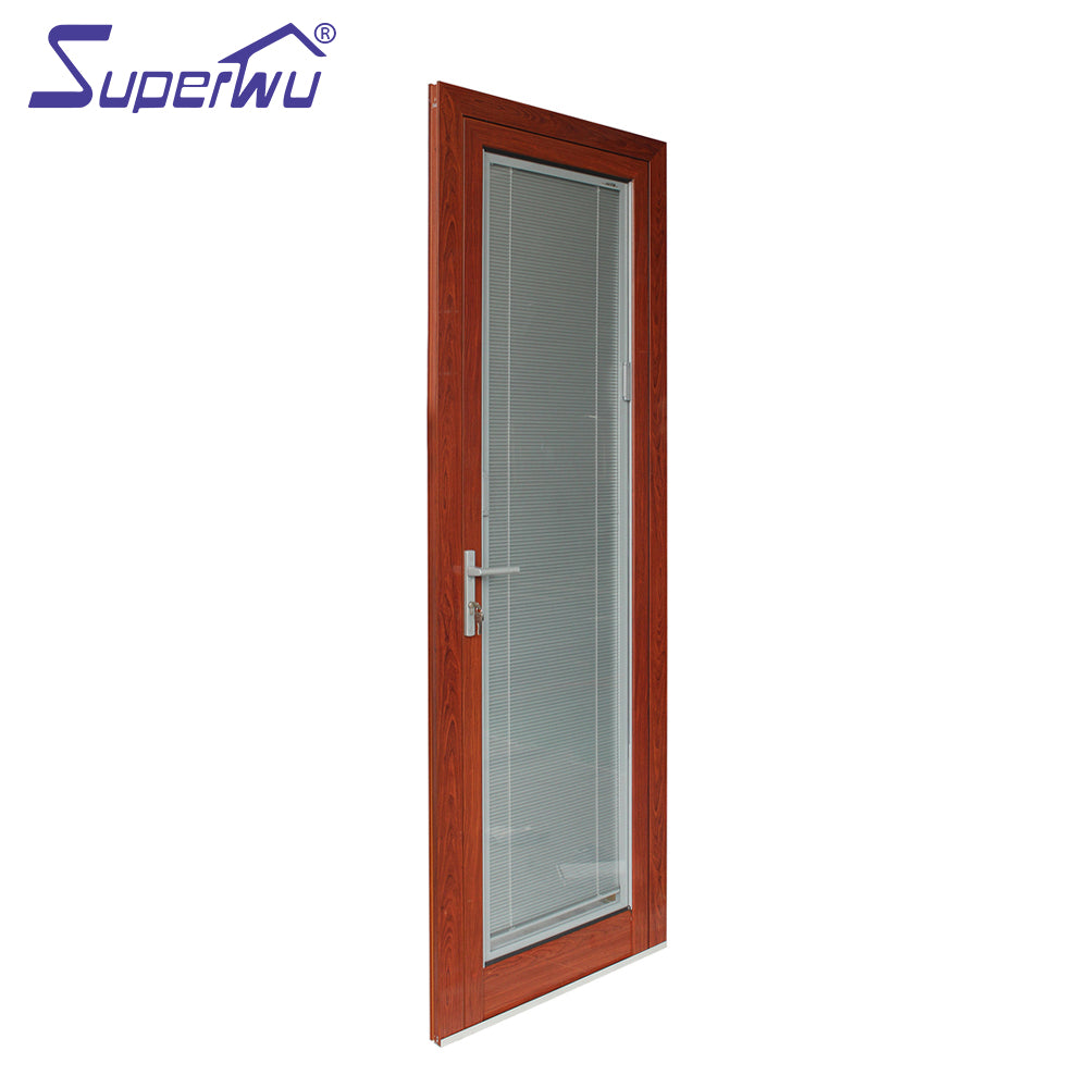 Superwu Customized wooden color single hinged door aluminum french door double tempered glass
