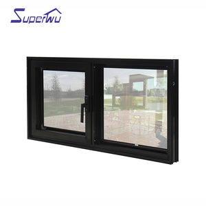 Superwu Aluminum window frames black color German hardware casement window white Aluminium double swing window