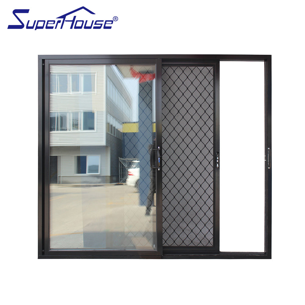 Superhouse Aluminum double tempered glass three panels sliding stacking door