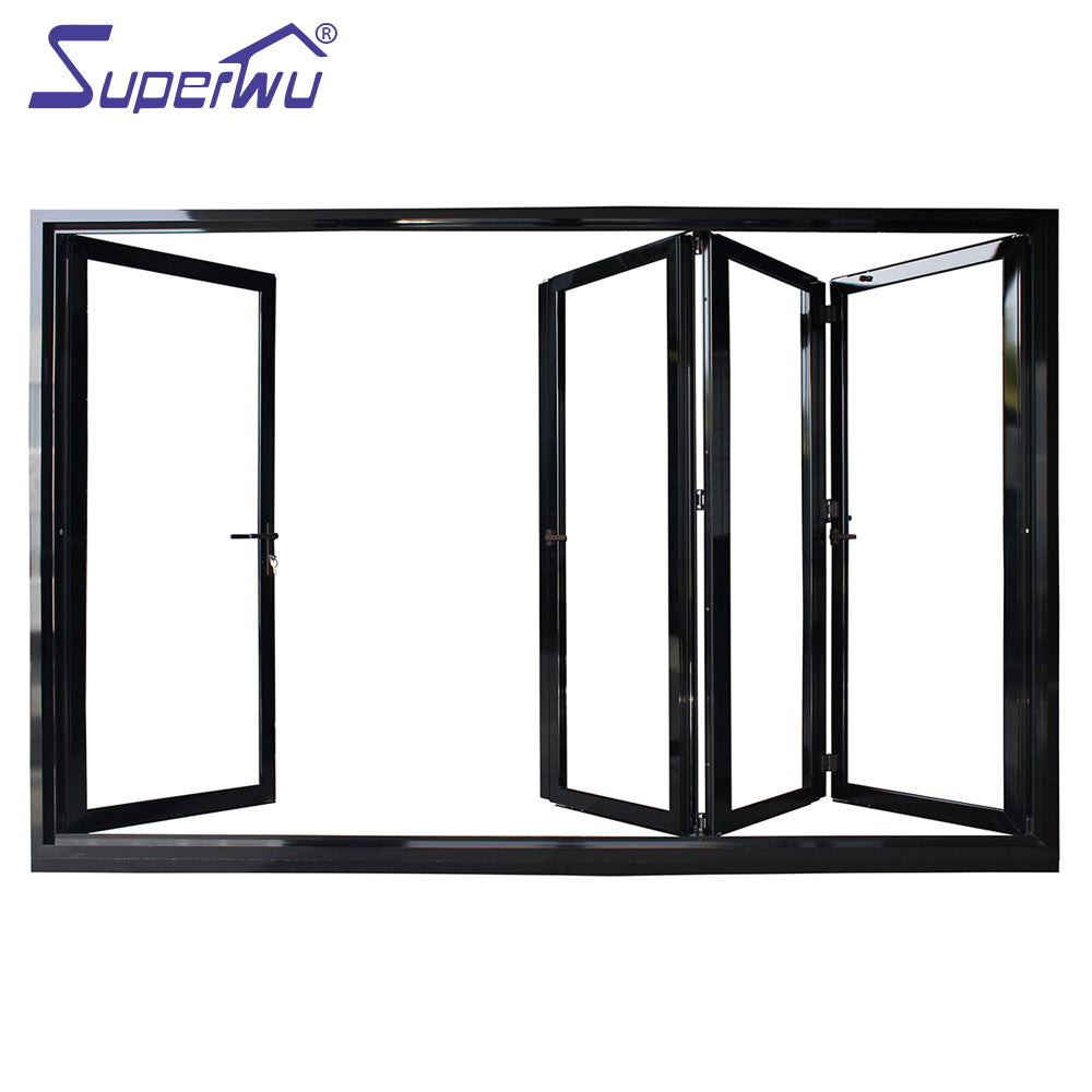 Superwu Apartment exterior black accordion bi folding doors with double glazing