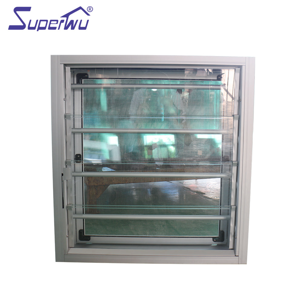 Superwu New design aluminium louver windows with guard against theft rod factory direct sale windows
