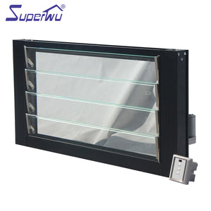 Superwu Decorative black color profile aluminum louver shutter Window glass louver electric system