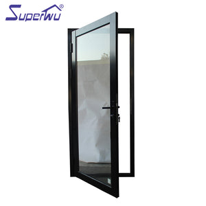 Superwu Black color aluminum hinged doors with double toughened tempered glass high quality