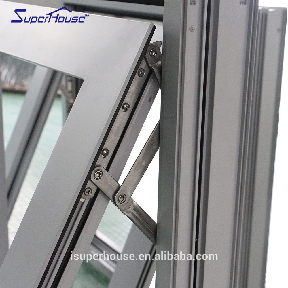 Superhouse Anodized Natural aluminium clear glass crank awning window