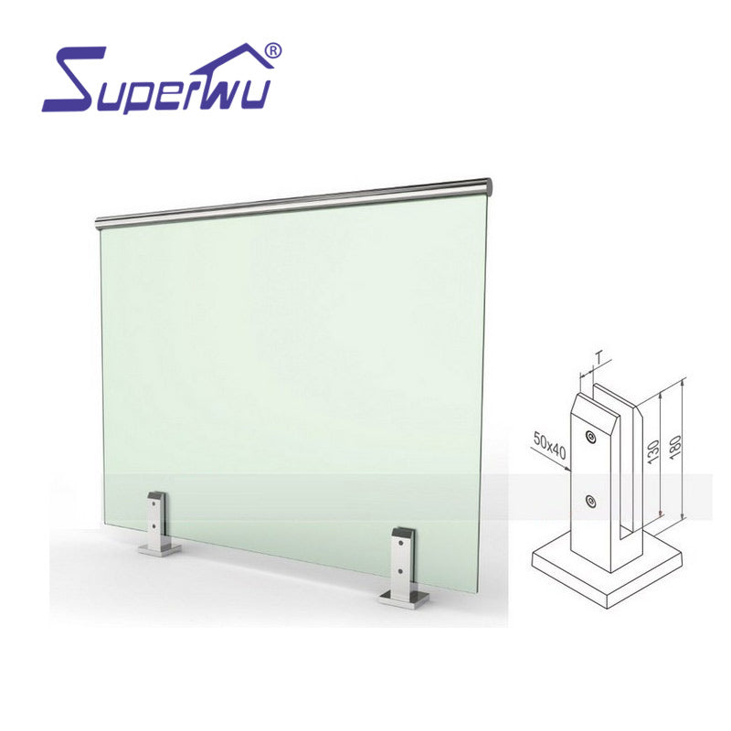 Superwu Superwu 2019 out door glass railing Aluminum Glass Balustrade For Balcony Railing