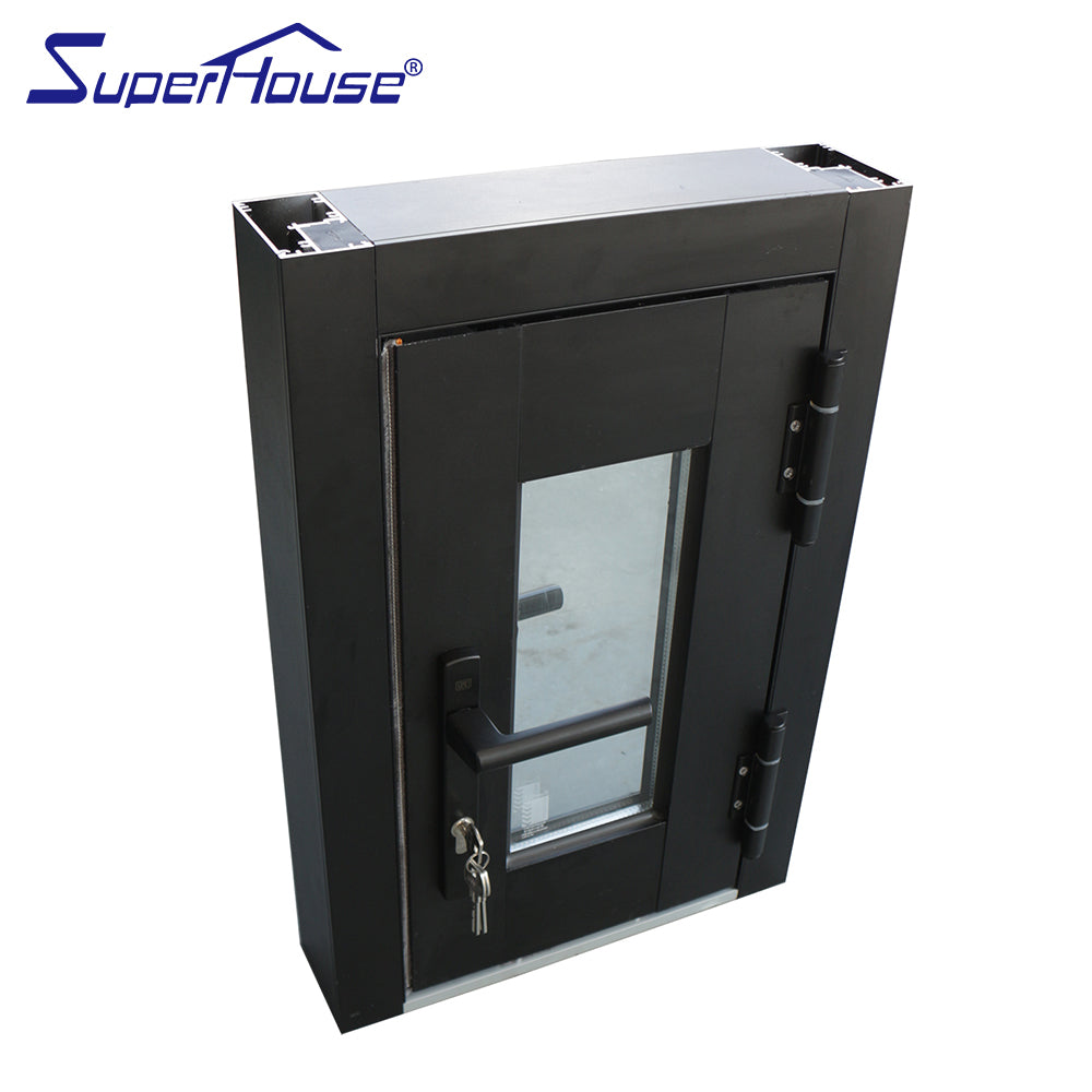 Superhouse AS2047 NFRC AAMA NAFS NOA standard commercial tempered glazed aluminum small hinged door