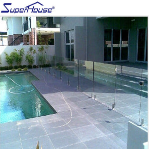 Superhouse Stainless steel top handrail glass hurricane laminated swimming pool balustrade